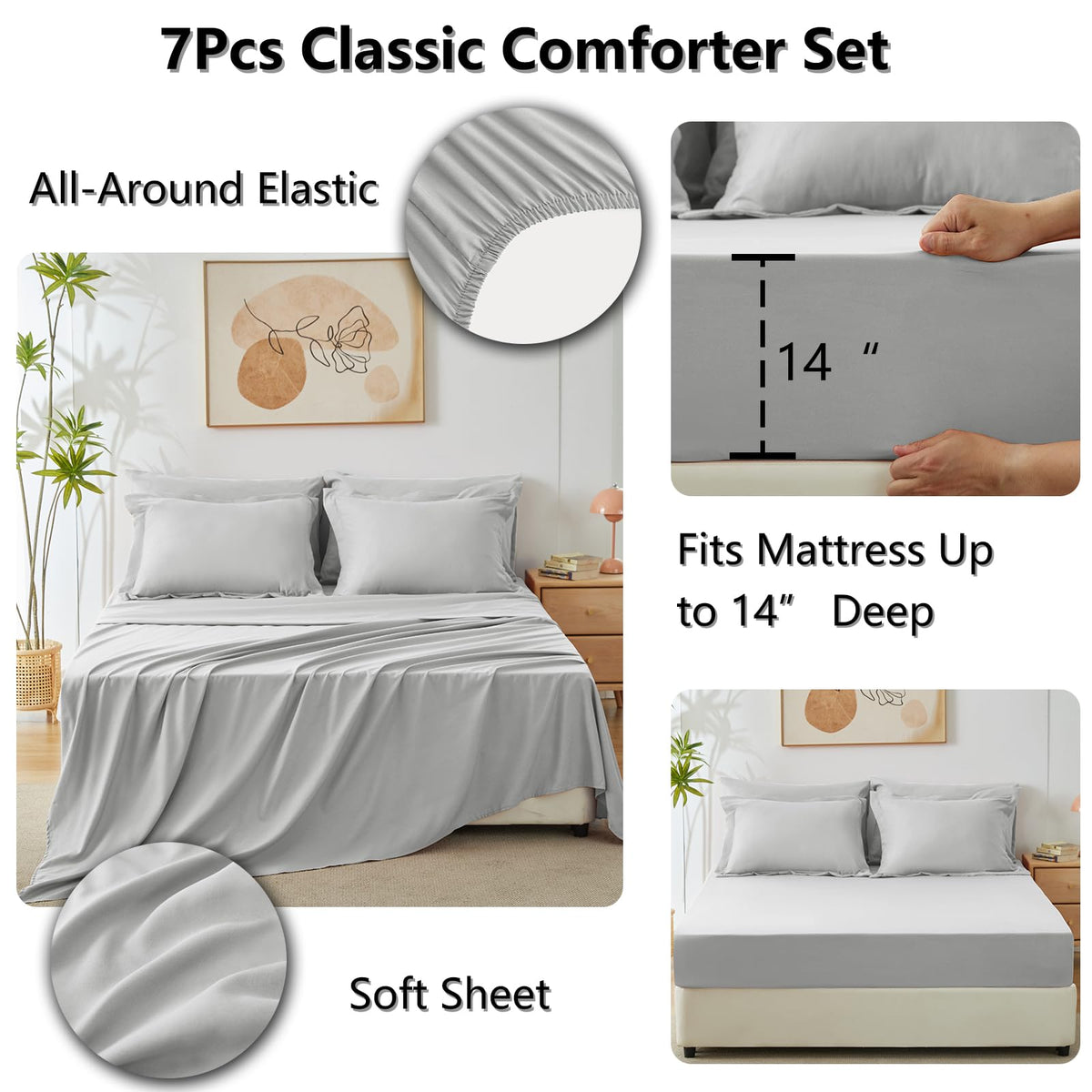 CozyLux fitted sheet 60x80 with 14-inch deep pocket stays in place.