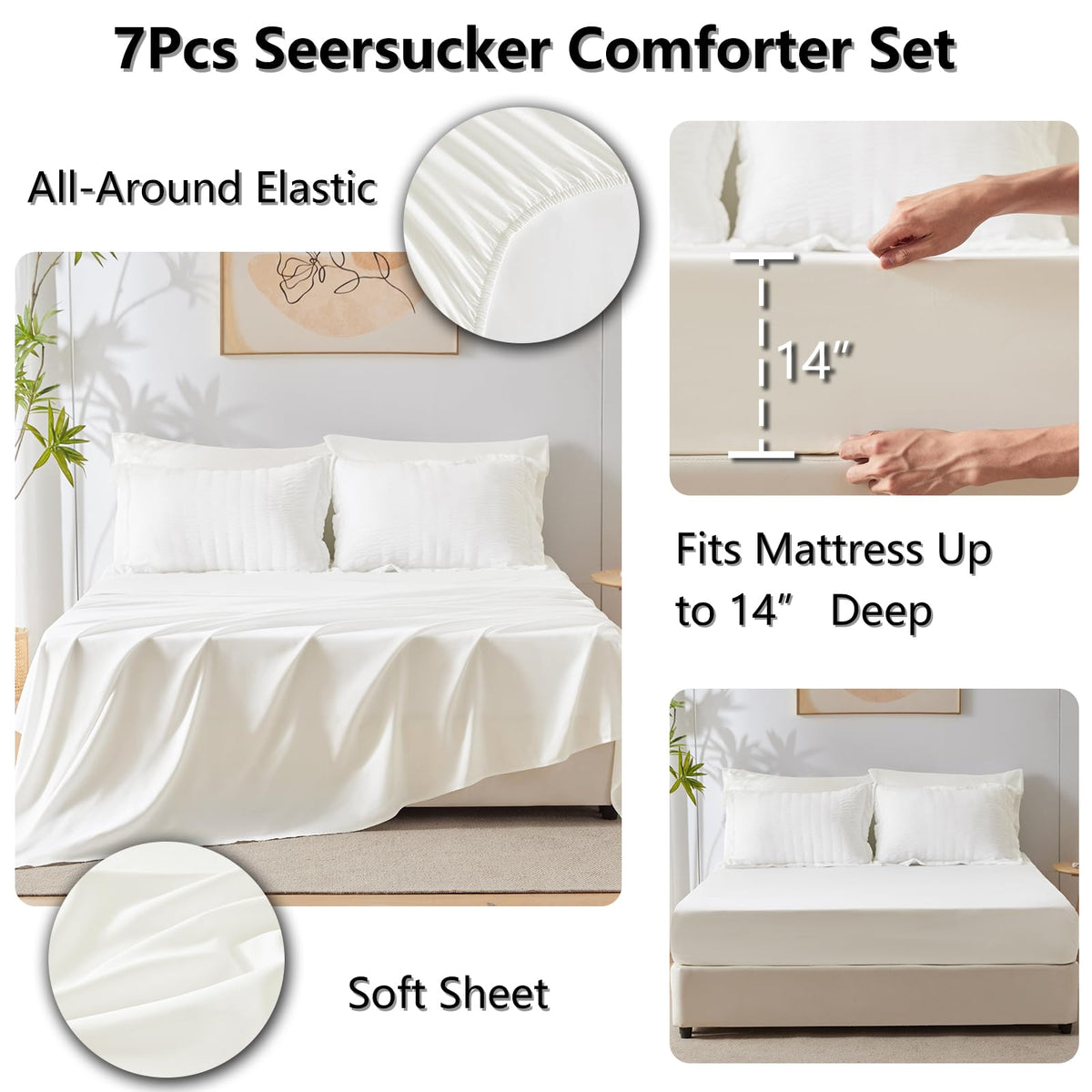 CozyLux fitted sheet with elastic deep pockets fits up to 14 inches