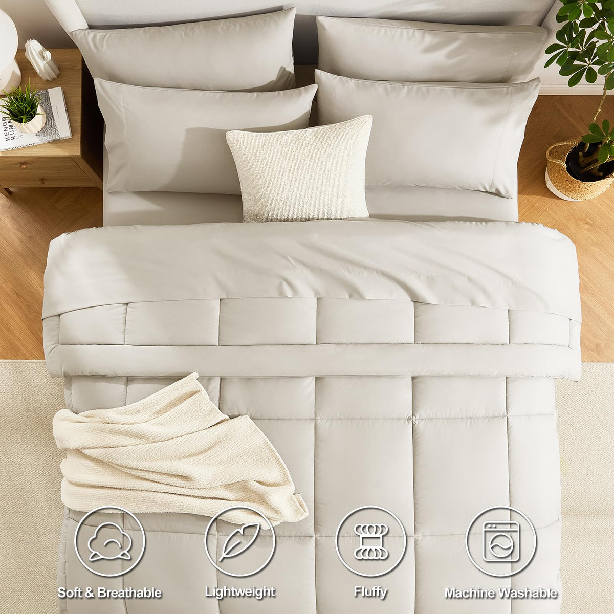 CozyLux beige flat sheet 90x102 offers smooth, breathable bedding