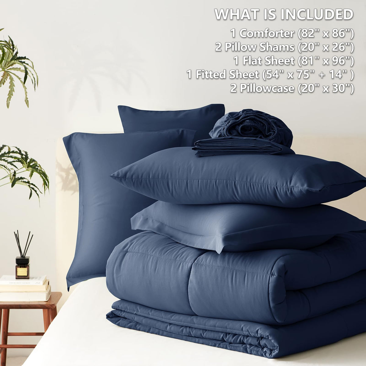 CozyLux flat sheet with navy edge detail for a neat bed look.