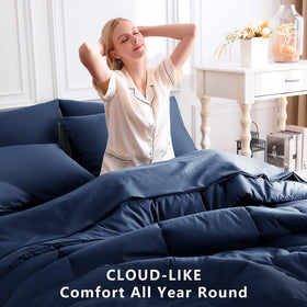 CozyLux flat sheet navy with generous dimensions for smooth drape.