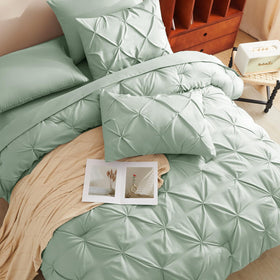 CozyLux flat-sheet sage-green clearly shows soft, breathable material you feel at touch.