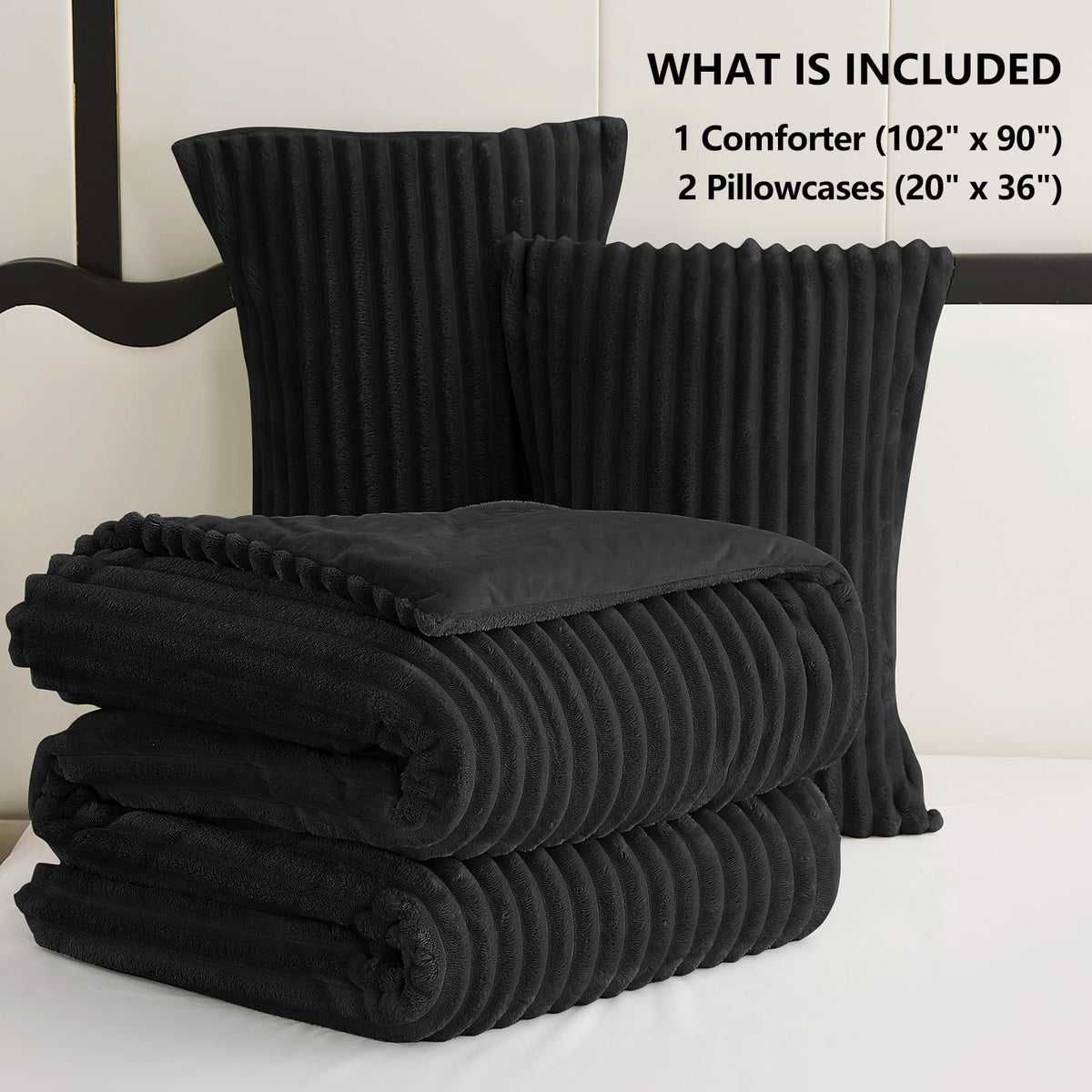 CozyLux fluffy king comforter pillowcases matched for complete bedding comfort