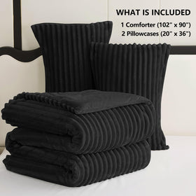 CozyLux fluffy king comforter pillowcases matched for complete bedding comfort