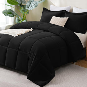 CozyLux full-size comforter set on bed showing box stitching for even fill