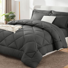 CozyLux full-size dark grey comforter set with soft microfiber for all-season comfort.