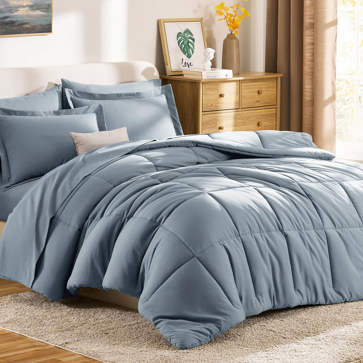 Bed-in-a-bag presentation by CozyLux featuring full seven-piece set.
