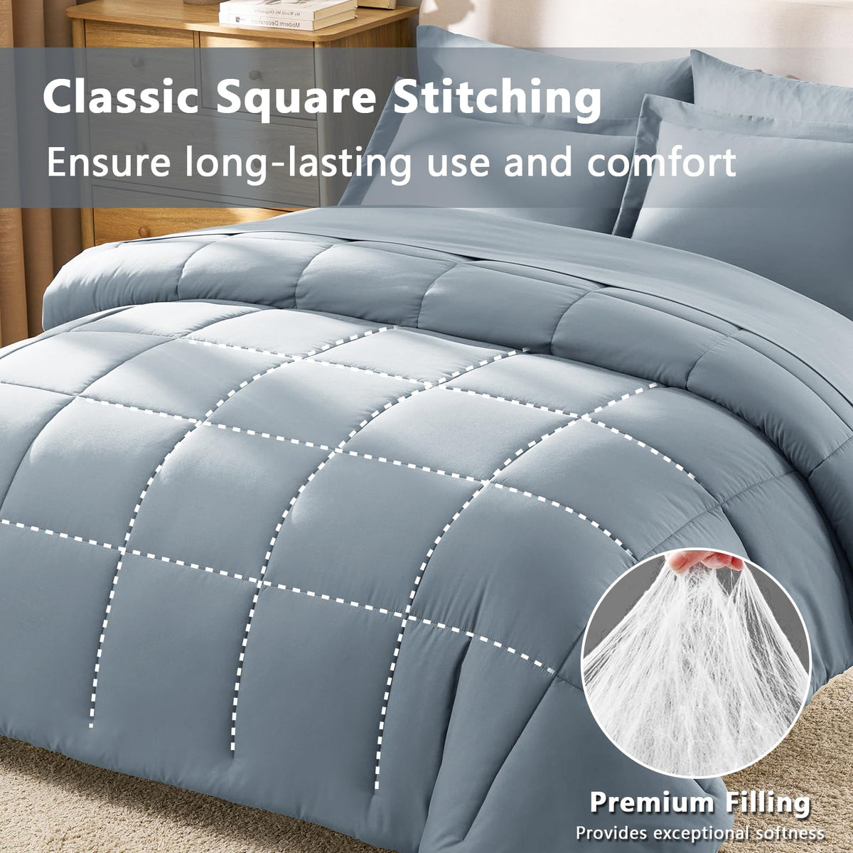 CozyLux fitted sheet with 14-inch pocket fits thicker mattresses.