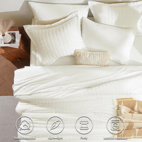CozyLux ivory seersucker sheets and pillowcases for a smooth, snug feel
