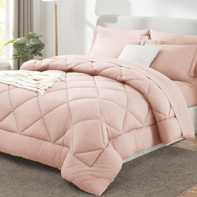 CozyLux king size blush pink comforter with soft breathable microfiber