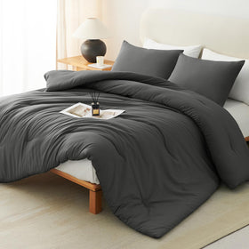 CozyLux King Size Comforter Set in dark grey packaging demonstrates easy unboxing.