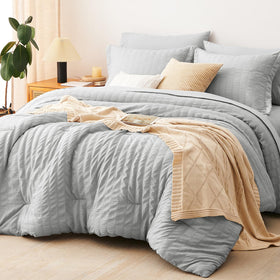 CozyLux king comforter with seersucker wrinkle-look texture for warmth and style