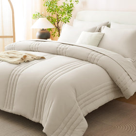 CozyLux king-size comforter set beige fabric texture for soft, cozy nights