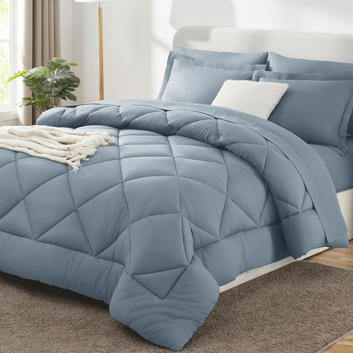 CozyLux King Size Dusty Blue comforter set packaging, ideal for gifting
