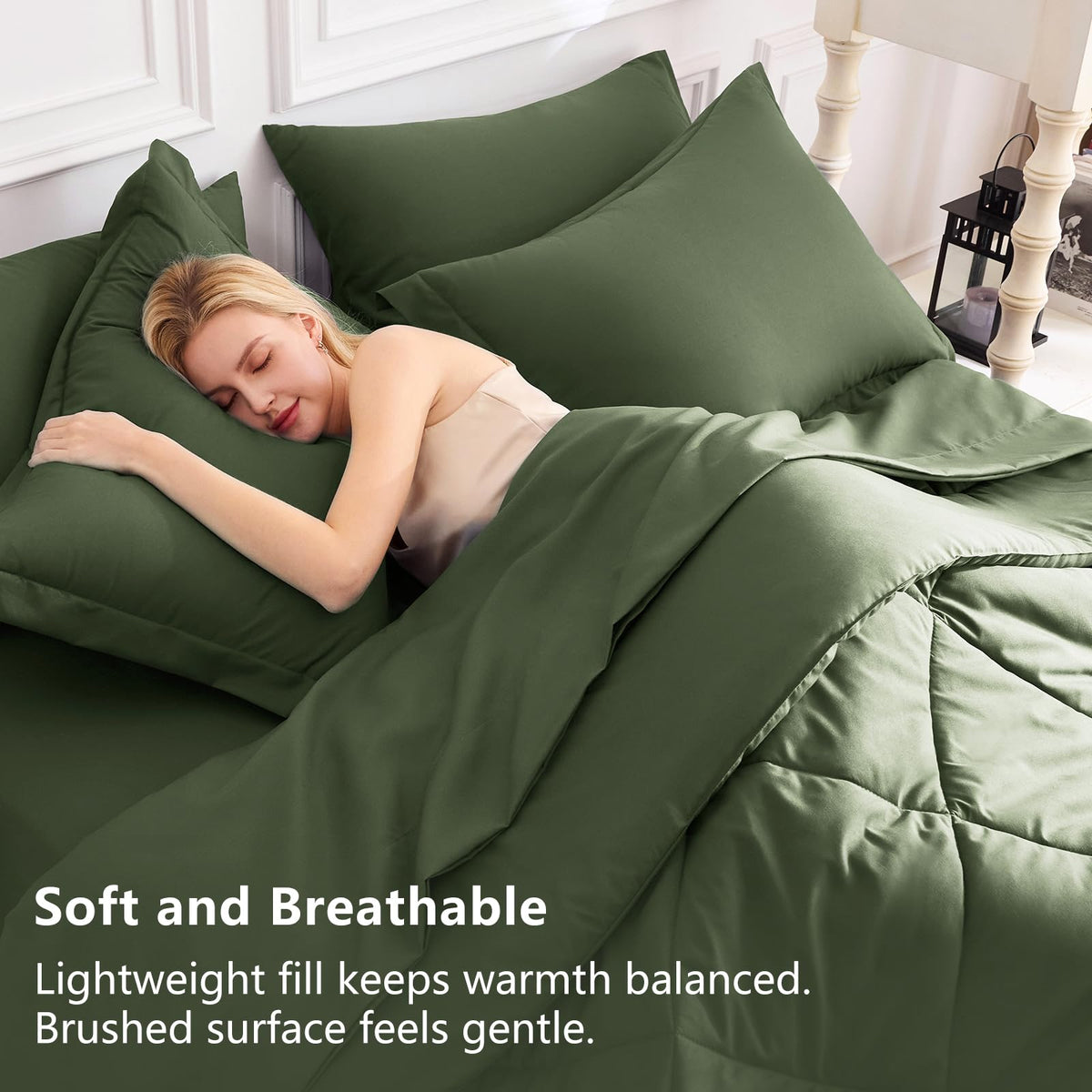 CozyLux comforter detailing box stitching for secure fill