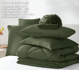 CozyLux pillowcases in olive green beside bed