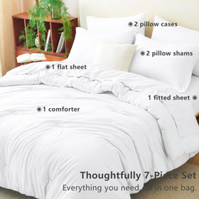 CozyLux king-size comforter set white fitted sheet demonstrates secure fit for deep mattresses