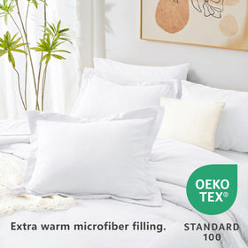 CozyLux king-size comforter set white flat sheet illustrates smooth, crisp layering