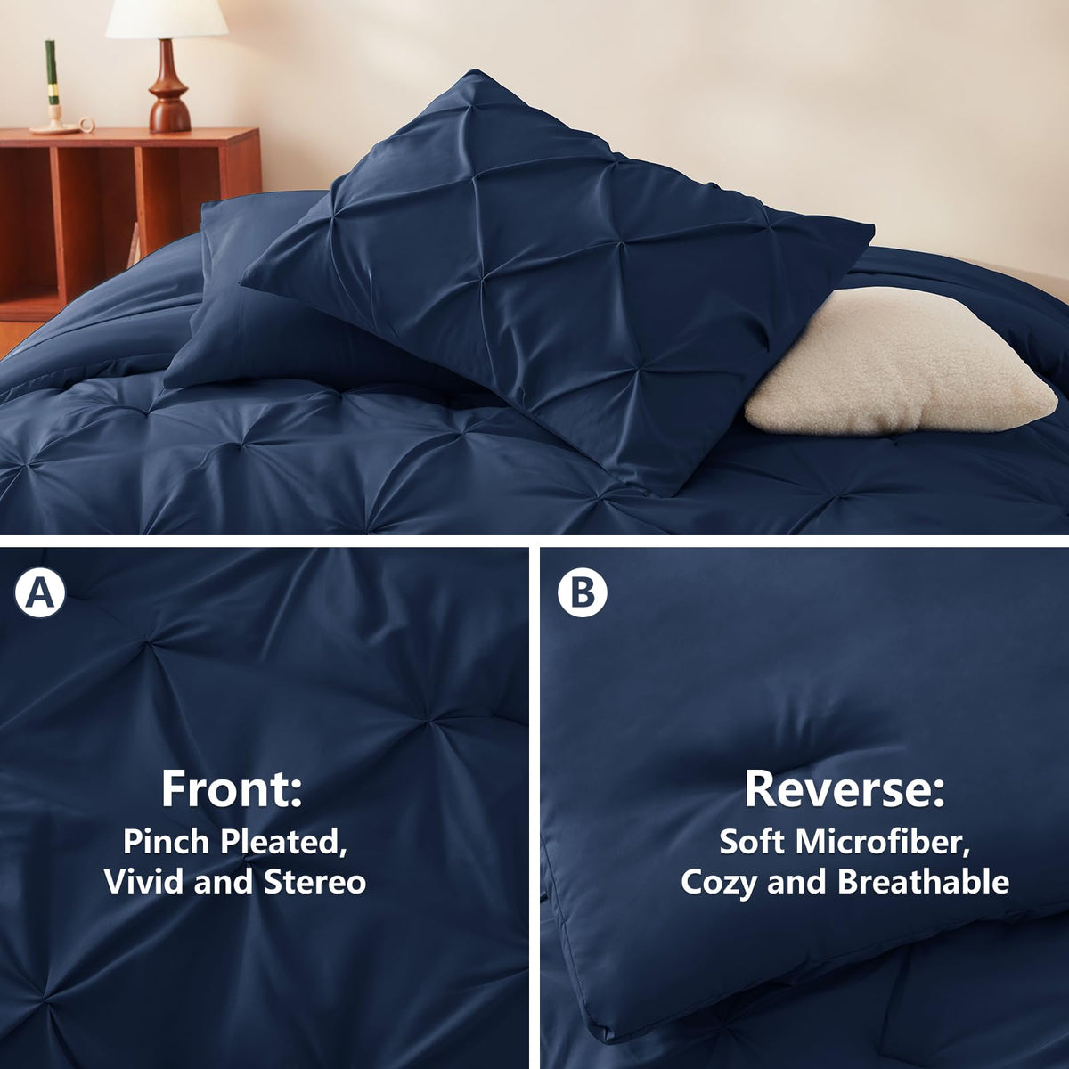 CozyLux microfiber fabric texture emphasizes soft breathable comfort suitable for all seasons