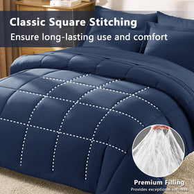 CozyLux navy pillowcase with envelope closure to keep pillows in place.