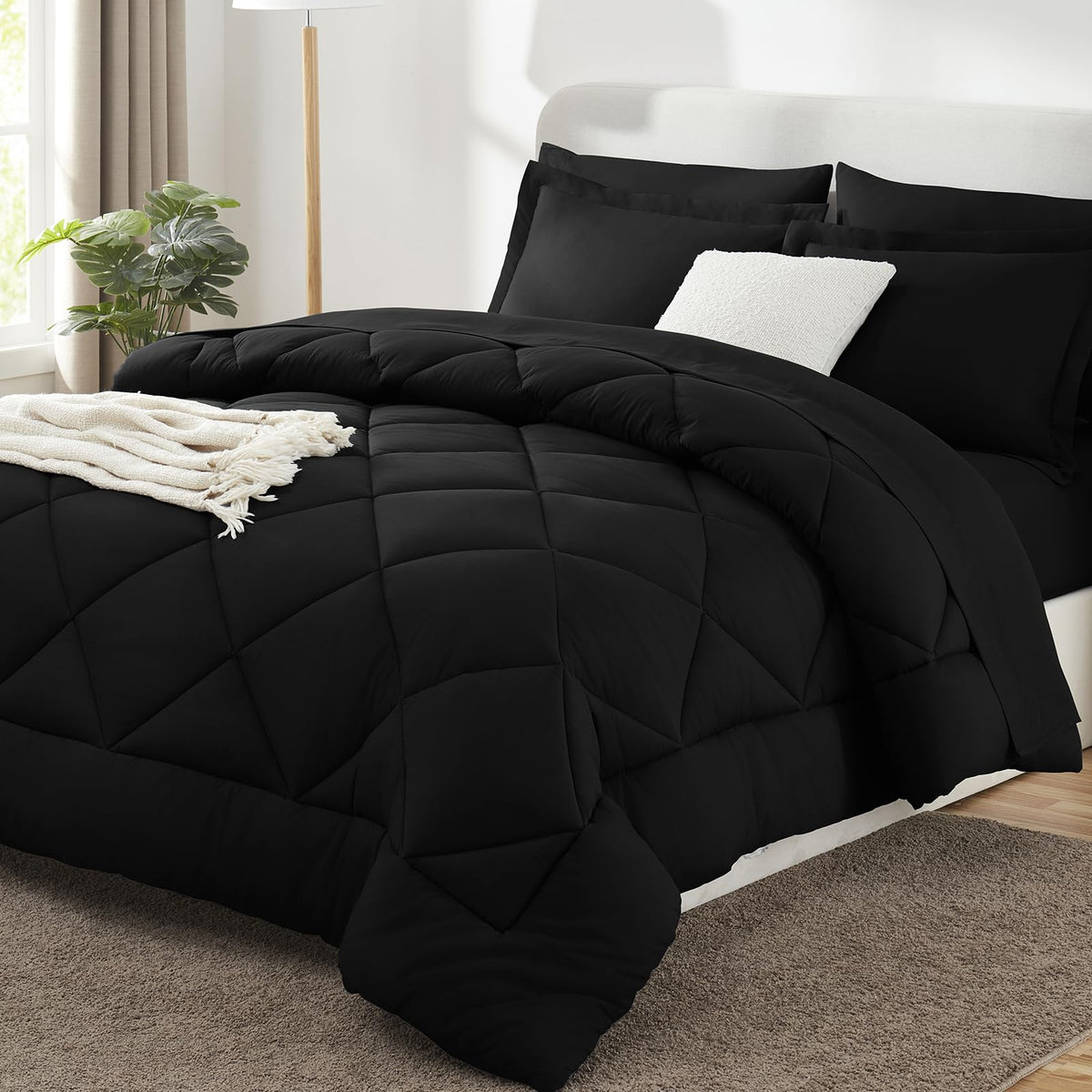 CozyLux oversized king comforter set packaging in vacuum bag for easy storage.