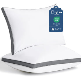 CozyLux Pillow front view shows queen size set for hotel-grade comfort at home