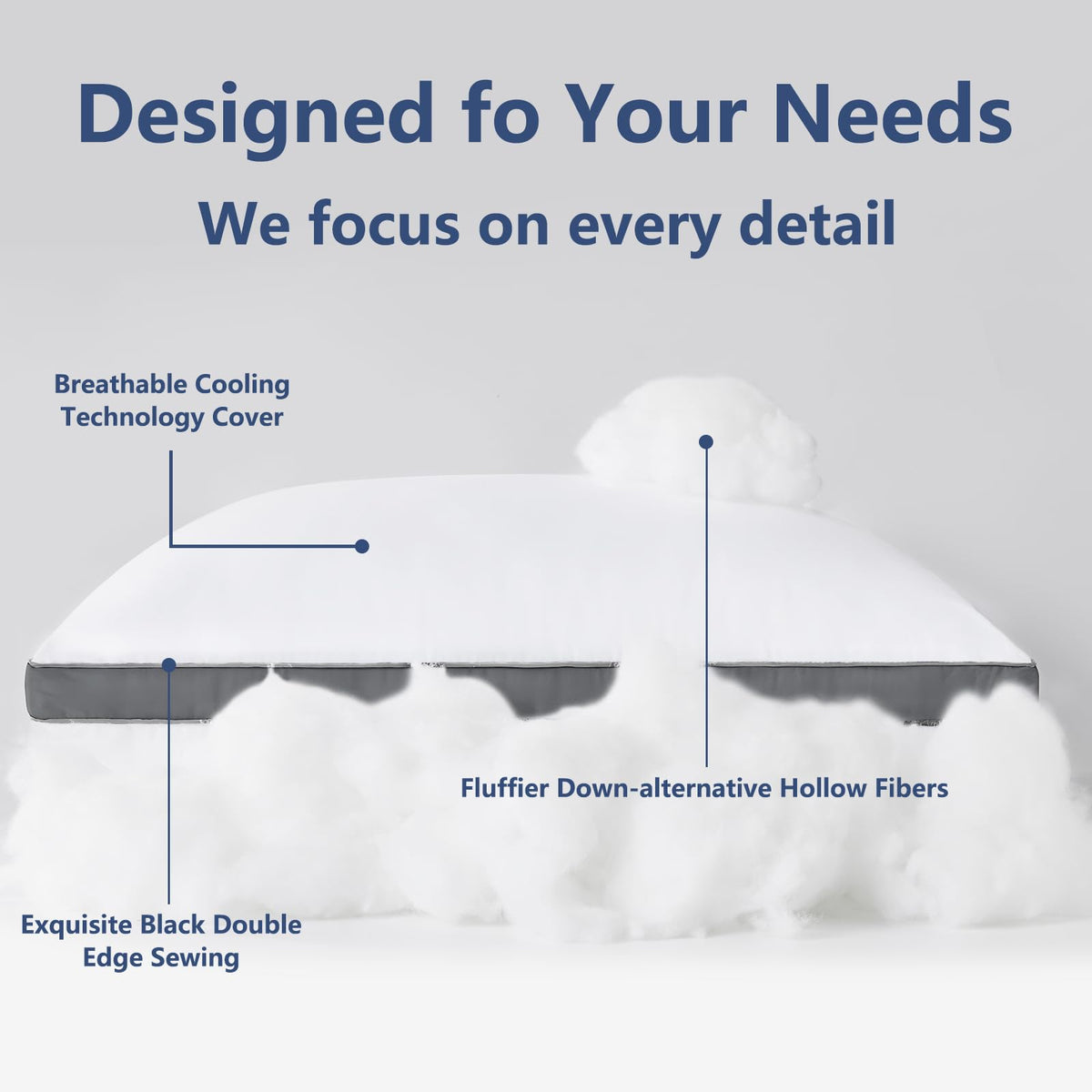 CozyLux Pillow in bed setting demonstrates versatile comfort for various sleeping positions