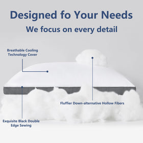 CozyLux Pillow in bed setting demonstrates versatile comfort for various sleeping positions