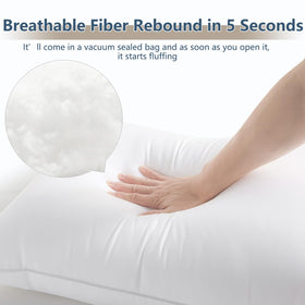 CozyLux pillow in vacuum-sealed bag expands to fluffy loft.