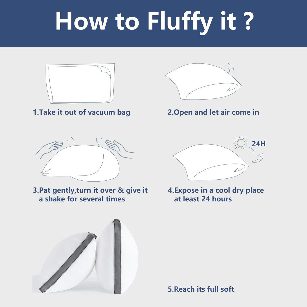 CozyLux Pillow machine-washable label indicates easy care and freshness