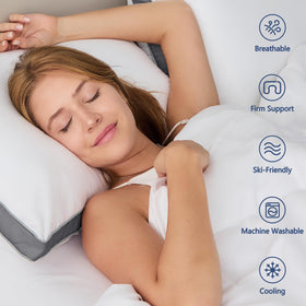 CozyLux Pillow side-sleep support visual emphasizes neck and shoulder alignment