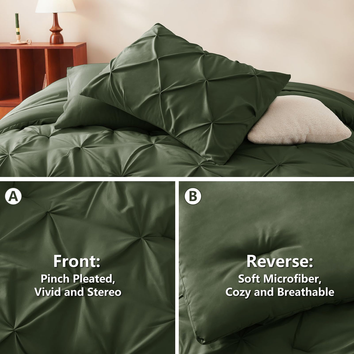 CozyLux Pintuck design highlights geometric pattern for modern bedroom texture.