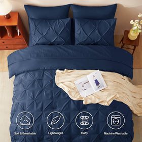 CozyLux pintuck geometry closeup highlights modern texture and refined bedroom style