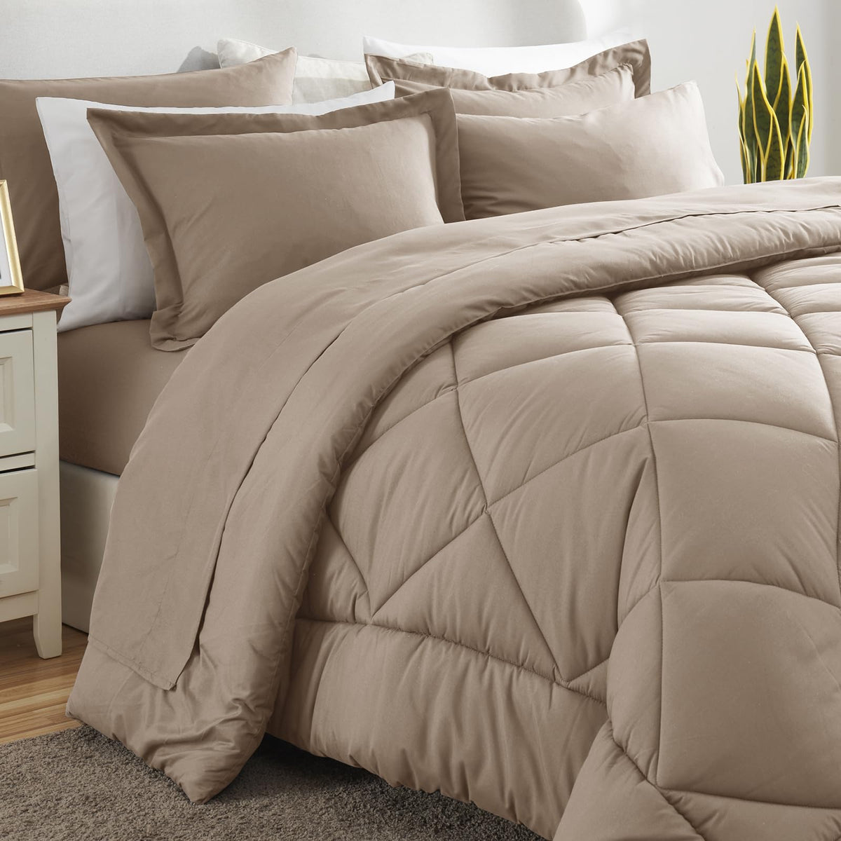 CozyLux comforter measures 88 by 88 inches for plush warmth.