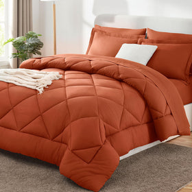 CozyLux queen comforter in burnt orange for year-round warmth