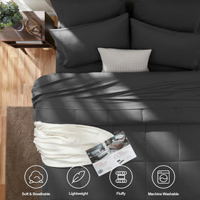 CozyLux queen flat sheet in dark grey for smooth sleep experience