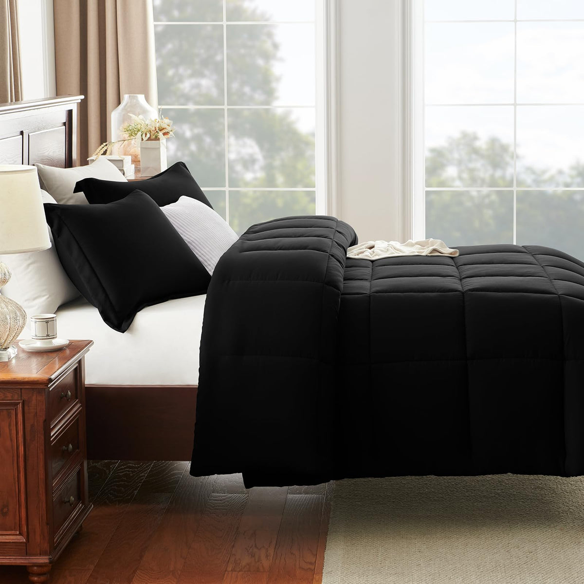 Soft drape of CozyLux comforter on a bed for a relaxed, inviting silhouette.