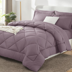 CozyLux queen comforter in dusty purple offers all-season softness.