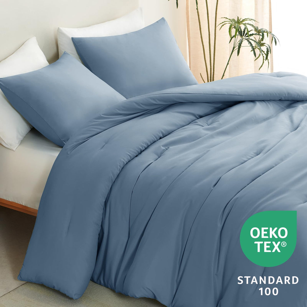 Four corner ties on the CozyLux comforter to prevent shifting