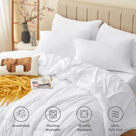 CozyLux microfiber comforter close-up shows soft, durable warmth.