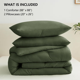CozyLux olive green comforter draped on bed demonstrates stylish all-season layering