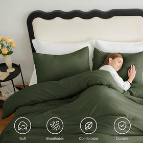 Two CozyLux pillowcases with the set complete the cohesive olive green look