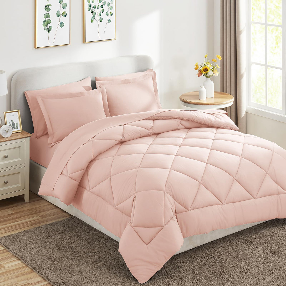 CozyLux queen comforter set vacuum-sealed packaging for efficient storage.
