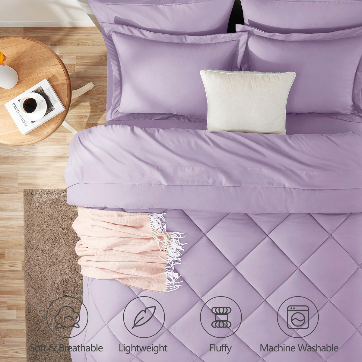 CozyLux Comforter Set with box stitching for durability and neat look