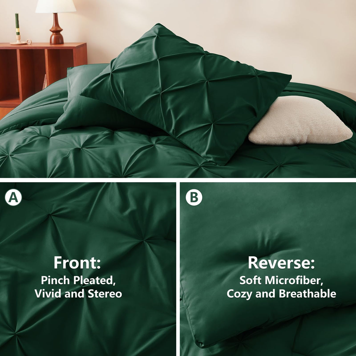 CozyLux emerald green fitted sheet with deep pockets for secure fit.