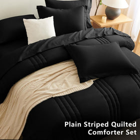 CozyLux queen bed set flat sheet display for sleek, breathable bed layering