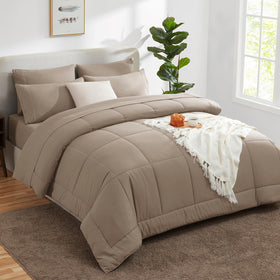 CozyLux queen comforter set khaki bedroom-decor enlivens any dorm or guest room