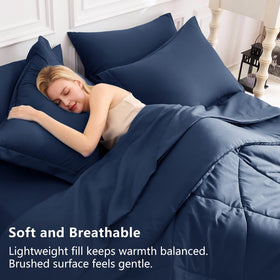 CozyLux navy flat sheet offers a smooth sleeping surface with gentle touch.