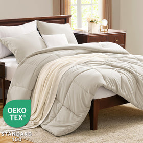 CozyLux Queen Comforter Set on bed showing proper fit and drape