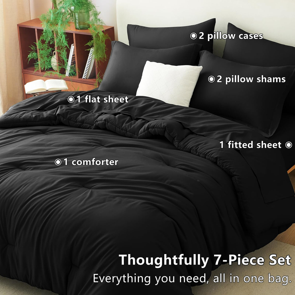 CozyLux Queen Comforter Set pillow shams match the all-in-one design.